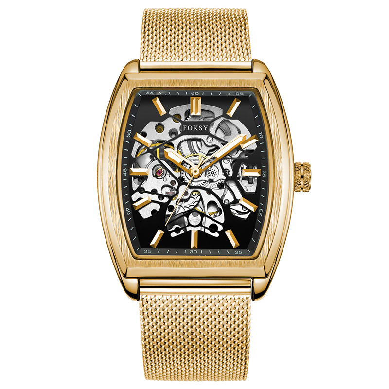 Sophisticated transparent fully skeleton automatic watch timepiece