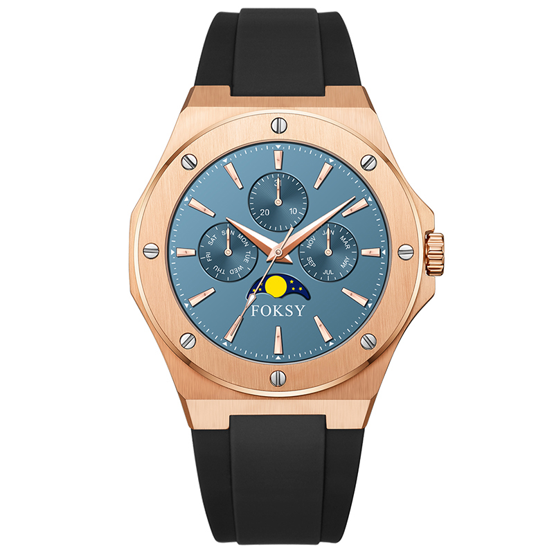 Top quality watch 5 atm water resistant stainless steel moon phase mens watches-New watches of this month