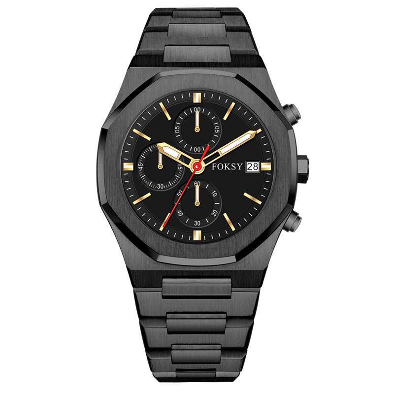 Alloy Case Analog Luminous Pointer Luxury Brand Moon Phase Wrist Quartz Movement Chronograph Men Watch-50pcs MOQ watches
